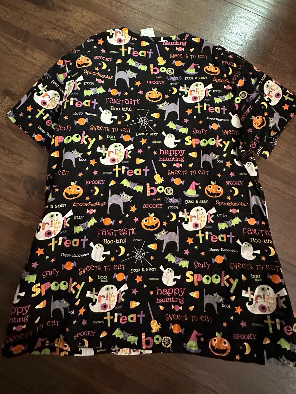SB Scrubs Black Halloween Print Scrub Top with Multicolor Accents - Picture 2 of 4